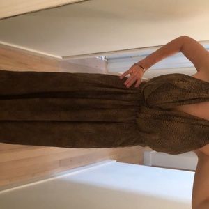 Lovers + friends leopard maxi halter dress